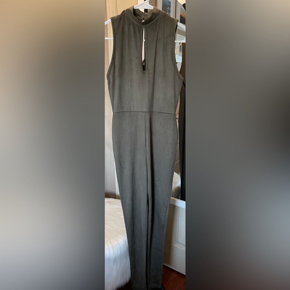 Forever 21 Suede Mock Neck Keyhole Jumpsuit